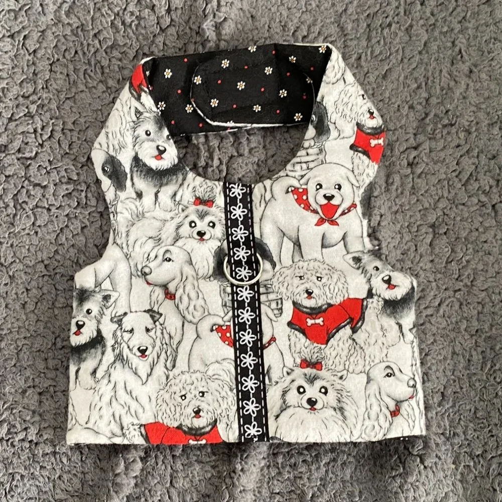 NEW- SMALL FLANNEL DOG HARNESS - handmade